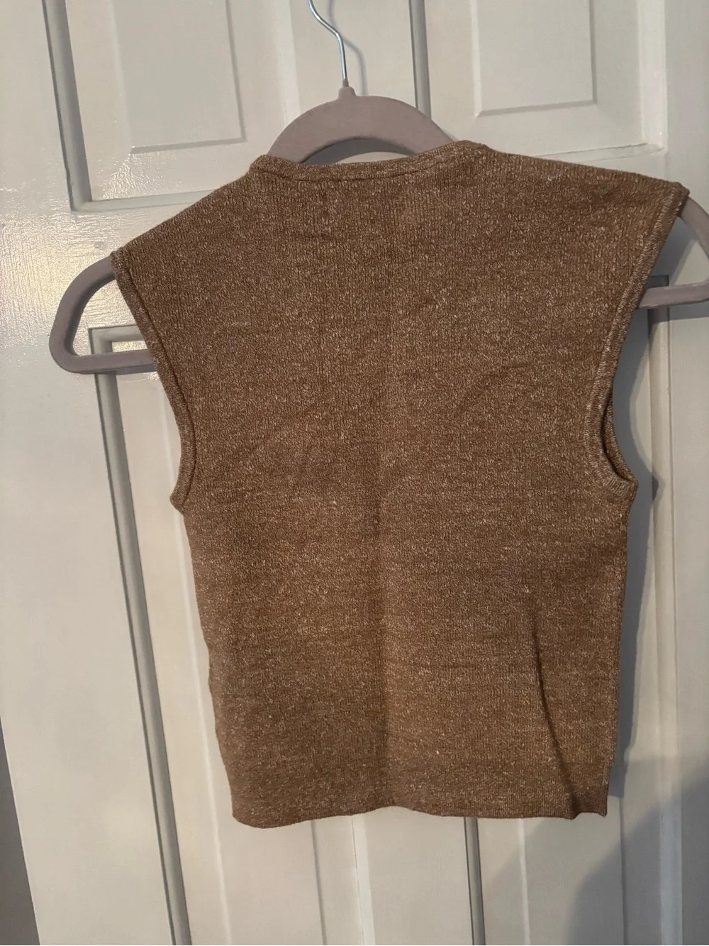 J.Crew Taupe Knit Sleeveless Shell with Gold Buttons